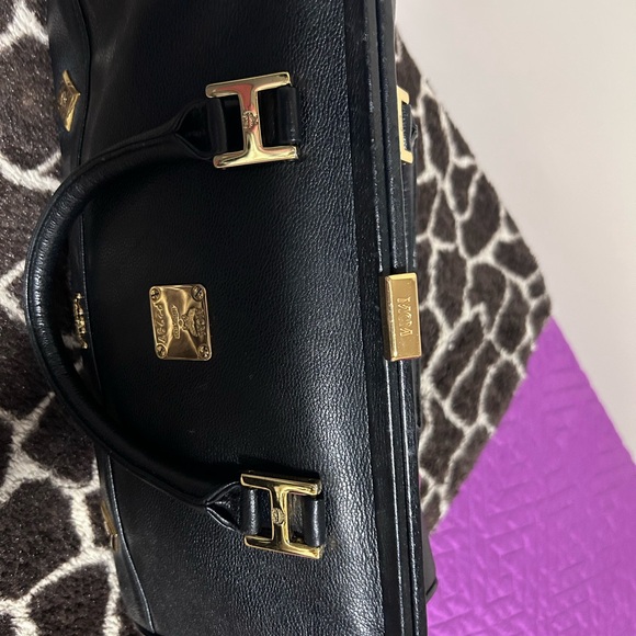 MCM Black Satchel with Gold Accents - Picture 5 of 9